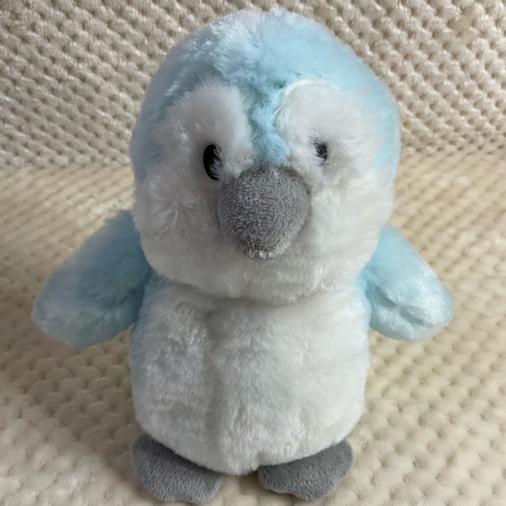 Gitzy Plush Penguin Blue and White with Rattle Inside Stuffed Animal Toy